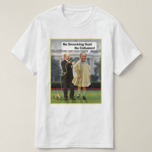 Funny Donald Trump Poetin Pistool Joke T-shirt (Design voorkant)