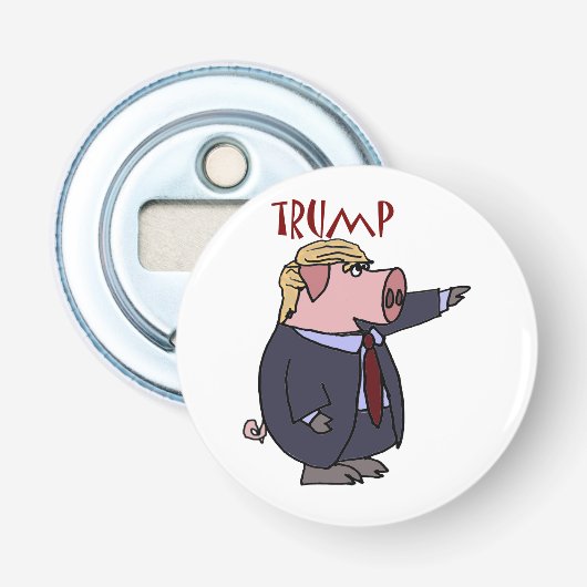 Funny Donald Trump Politieke Cartoon Button Flesopener (Voorkant)