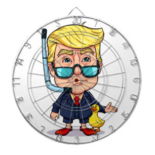 Funny Donald Trump Snorkel Cartoon with Rubber Duc Dartbord