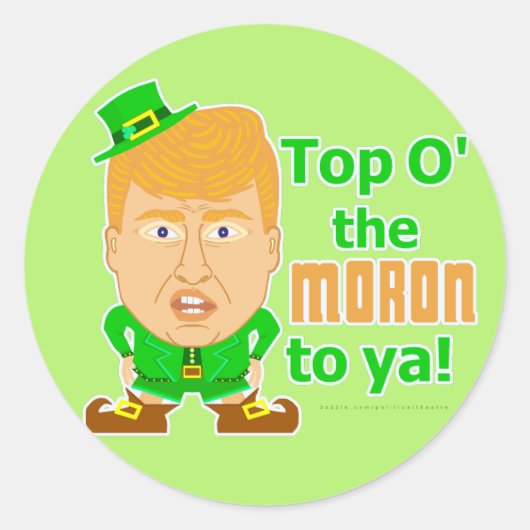 Funny Donald Trump St Patricks Day Leprechaun Ronde Sticker (Voorkant)