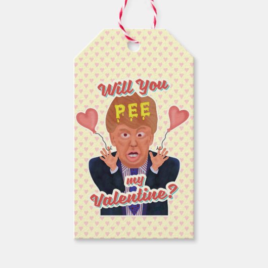 Funny Donald Trump Valentijnsdag Pee Tape Joke Cadeaulabel (Voorkant)