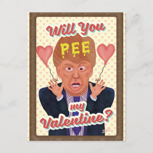 Funny Donald Trump Valentijnsdag Pee Tape Joke Feestdagenkaart (Voorkant)