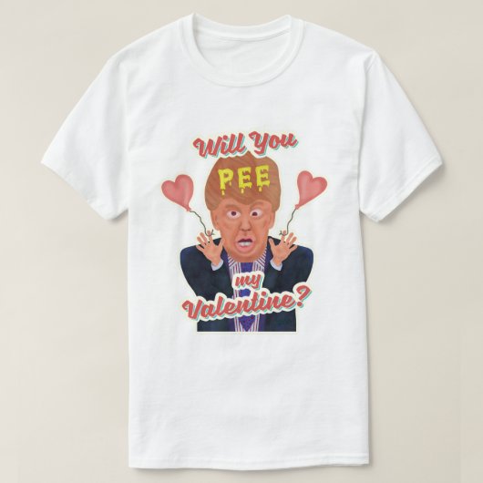 Funny Donald Trump Valentijnsdag Pee Tape Joke T-shirt (Design voorkant)