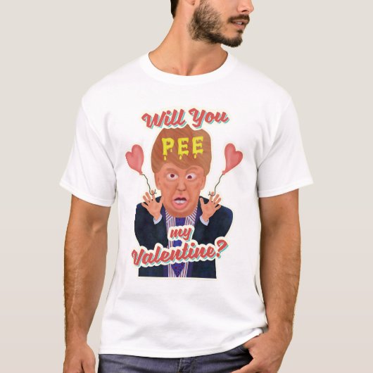 Funny Donald Trump Valentijnsdag Pee Tape Joke T-shirt (Voorkant)