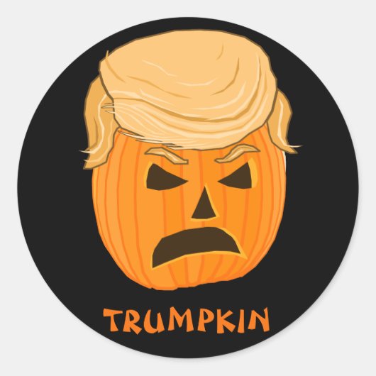 Funny Donald Trumpkin Pumpkin Jack-o-lantern Ronde Sticker (Voorkant)