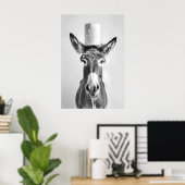 Funny Donkey Bathroom Art Print, Toilet Paper on Poster (Thuiskantoor)