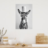 Funny Donkey Bathroom Art Print, Toilet Paper on Poster (Keuken)