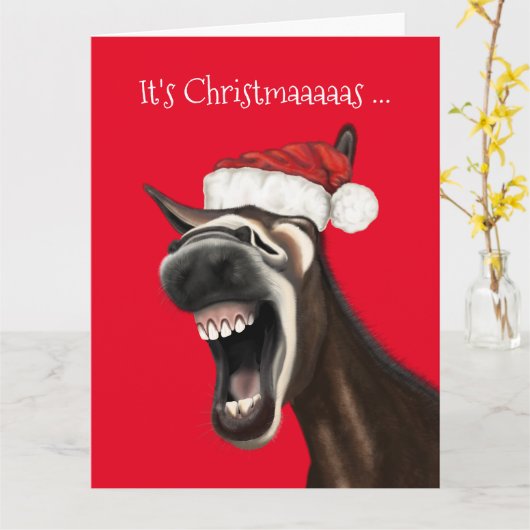 Funny Donkey Christmas Kaart (Gele Bloem)