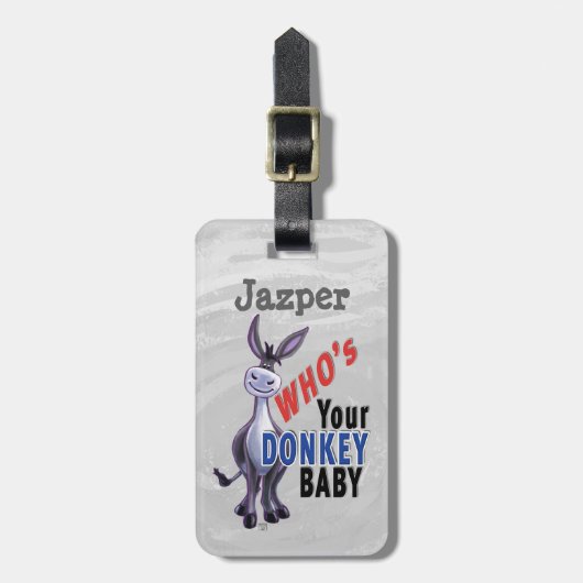 Funny Donkey, die je Donkey-Baby is Bagagelabel (Voorkant verticaal)