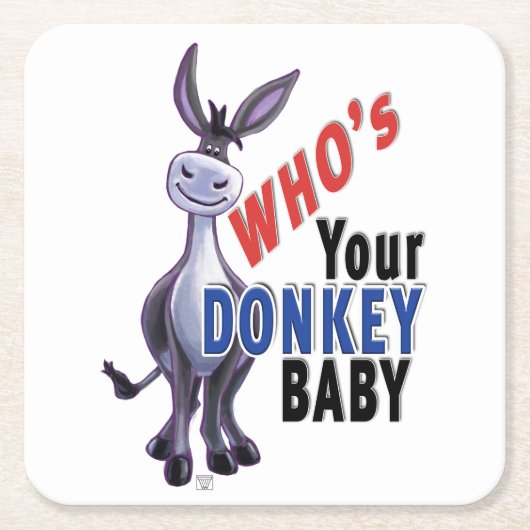 Funny Donkey, die je Donkey-Baby is Kartonnen Onderzetters (Voorkant)