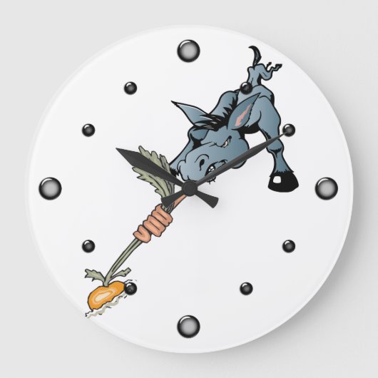 Funny Donkey en Carrot Wall Clock Grote Klok (Voorkant)
