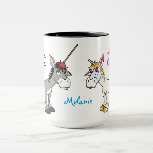 Funny Donkey Unicorn gepersonaliseerd Mok (Midden)