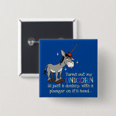 Funny Donkey Unicorn T-Shirt Vierkante Button 5,1 Cm (Voorkant /achterkant)