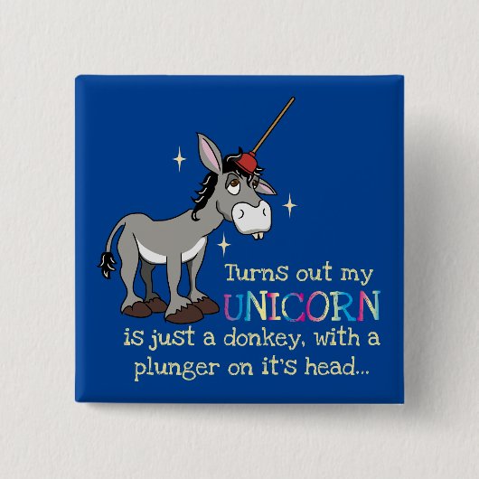 Funny Donkey Unicorn T-Shirt Vierkante Button 5,1 Cm (Voorkant)