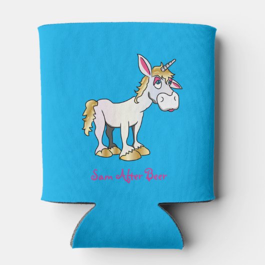 Funny Donkey verandert in een Unicorn Blikjeskoeler (Achterkant)