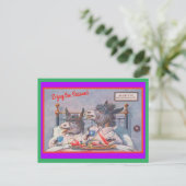 Funny Donkeys Breakfast in Bed Season's Greetings Briefkaart (Staand voorkant)