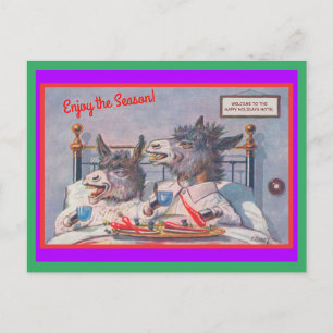 Funny Donkeys Breakfast in Bed Season's Greetings Briefkaart