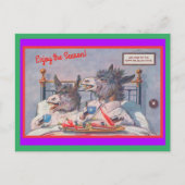 Funny Donkeys Breakfast in Bed Season's Greetings Briefkaart (Voorkant)