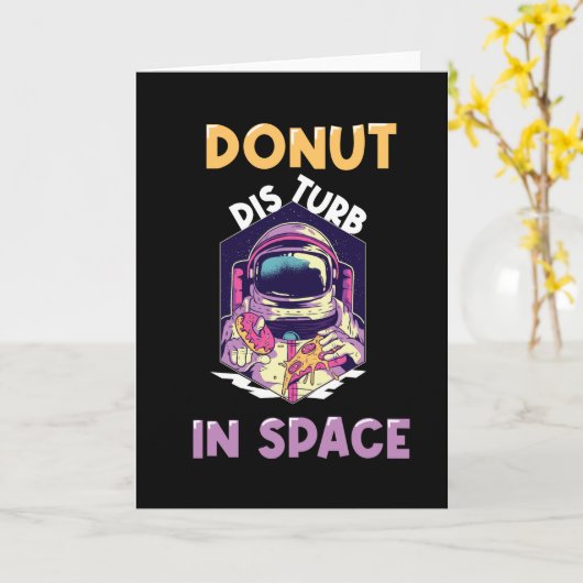 Funny Donut Astronaut Gezegde Kaart (Gele Bloem)