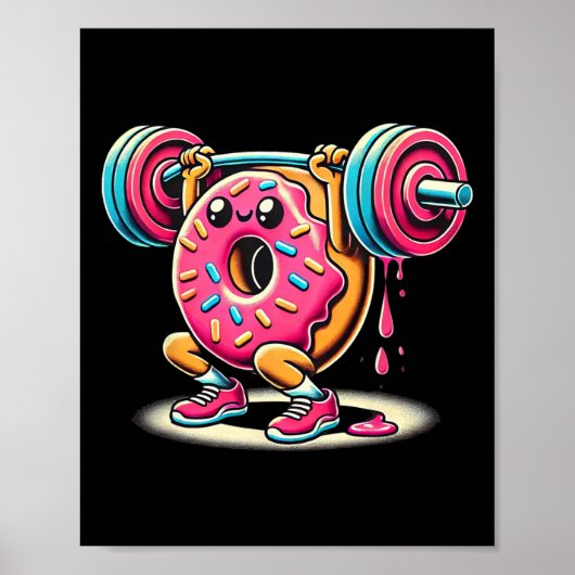 Funny Donut Bodybuilding Weightlifting Food Gym Do Poster (Voorkant)