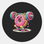 Funny Donut Bodybuilding Weightlifting Food Gym Do Ronde Sticker (Voorkant)