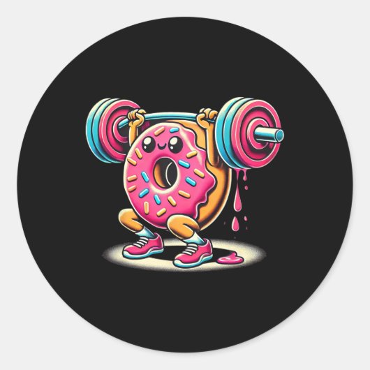 Funny Donut Bodybuilding Weightlifting Food Gym Do Ronde Sticker (Voorkant)