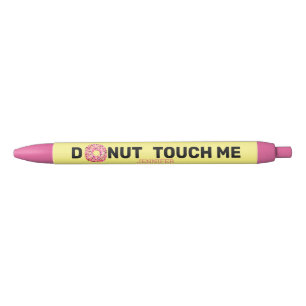 Funny Donut Citaat Roze Geel Gepersonaliseerd Zwarte Inkt Pen