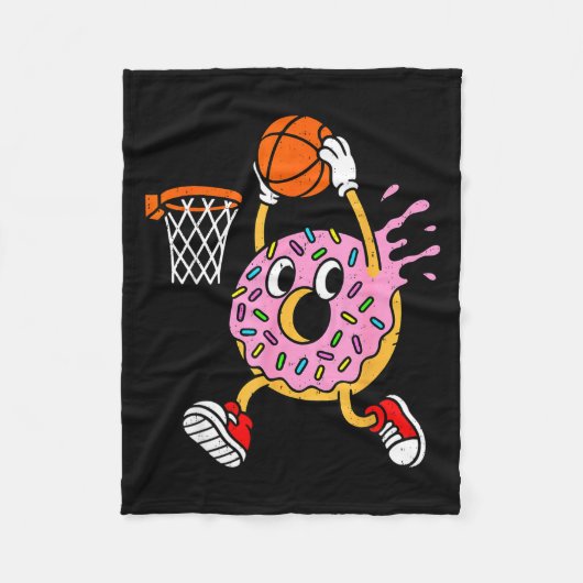 Funny Donut Dunking Basketball Doughnut Food Champ Fleece Deken (Voorkant)