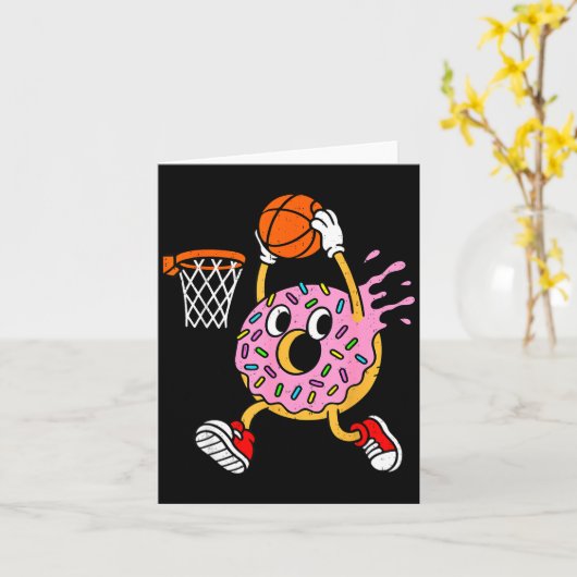 Funny Donut Dunking Basketball Doughnut Food Champ Kaart (Gele Bloem)