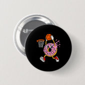 Funny Donut Dunking Basketball Doughnut Food Champ Ronde Button 5,7 Cm (Voorkant /achterkant)
