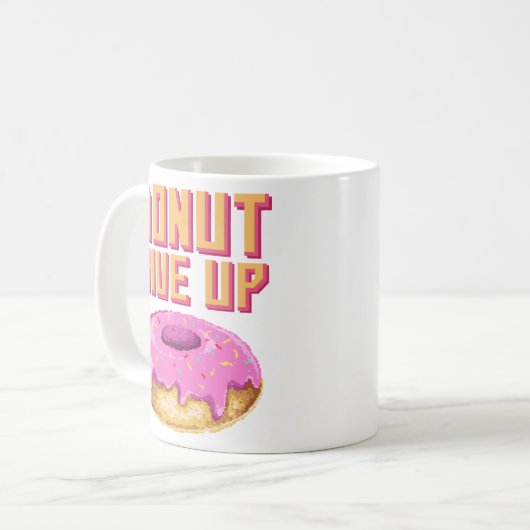 Funny Donut geeft op Koffiemok (Voorkant links)