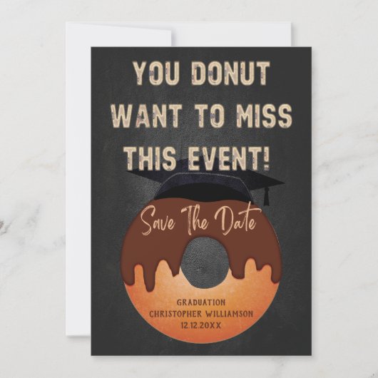 Funny Donut Graduation Party Event Save the Date Kaart (Voorkant)
