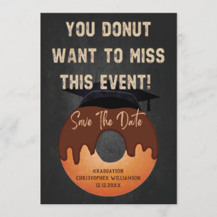 Funny Donut Graduation Party Event Save the Date Kaart