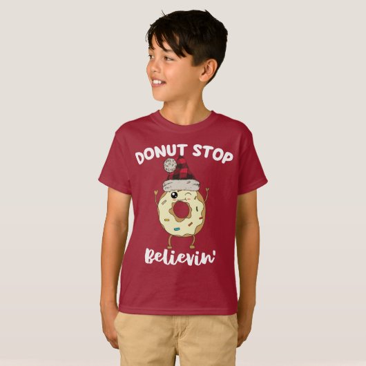 Funny Donut houdt niet op kerstmis te geloven T-shirt (Voorkant volledig)