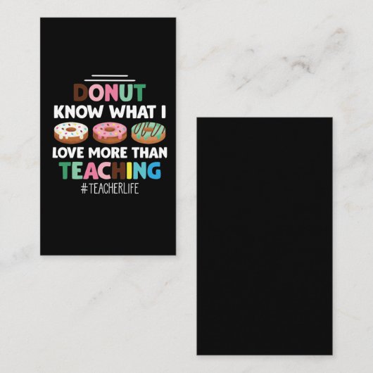 Funny Donut liefhebbend leraar levensonderwijzer F Visitekaartje (Voorkant / Achterkant)