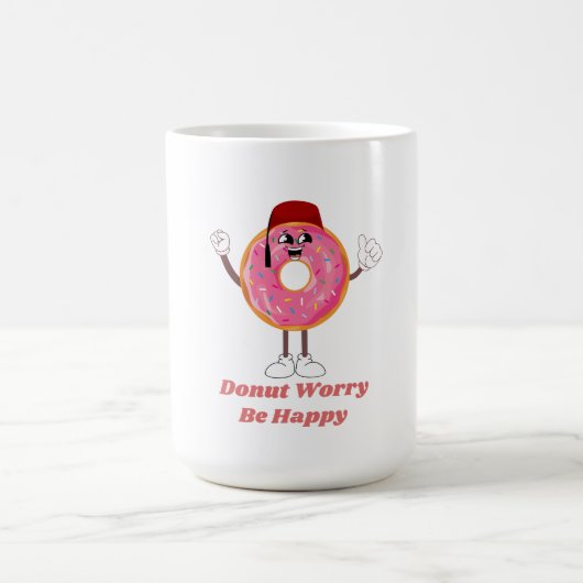 Funny Donut T-Shirt – Donut Worry Be Happy Gift Koffiemok (Center)