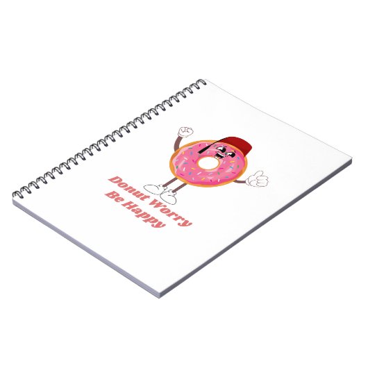 Funny Donut T-Shirt – Donut Worry Be Happy Gift Notitieboek (Linkerzijde)