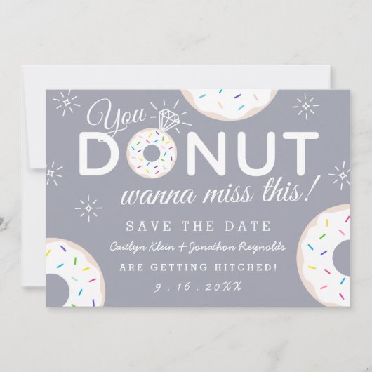 Funny Donut Thleed Wedding Save the Dates Date (Voorkant)