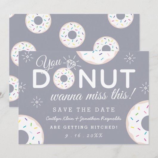 Funny Donut Thleed Wedding Save the Dates Date (Voorkant / Achterkant)