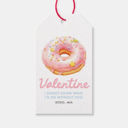 Funny Donut Valentine Gift Tag Cadeaulabel (Voorkant)
