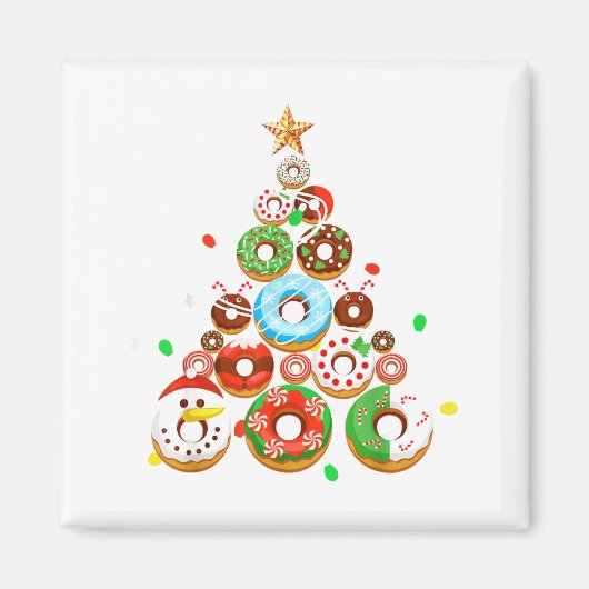 Funny Donuts Christmas Tree Lights Xmas Pjs Boys K Magneet (Voorkant)