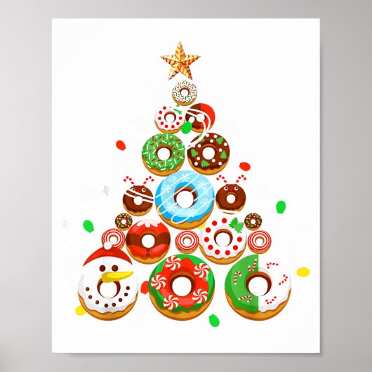 Funny Donuts Christmas Tree Lights Xmas Pjs Boys K Poster (Voorkant)