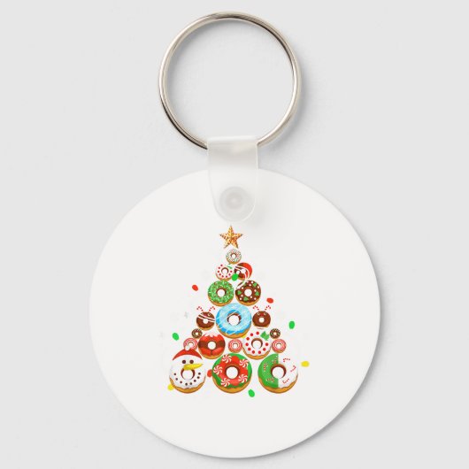 Funny Donuts Christmas Tree Lights Xmas Pjs Boys K Sleutelhanger (Voorkant)