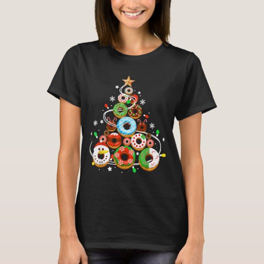 Funny Donuts Christmas Tree Lights Xmas Pjs Boys K T-shirt (Voorkant)