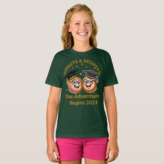 Funny Donuts Degrees Afstuderen 2024 Gold Natutal T-shirt (Voorkant volledig)