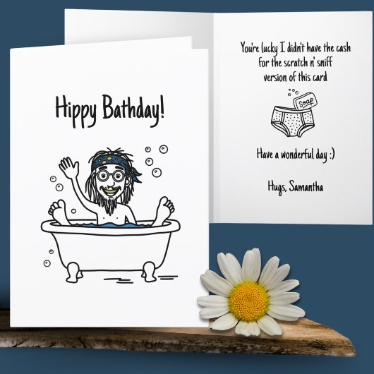 Funny Doodle Art Non-Birthday Happy Hippy Bathday Kaart