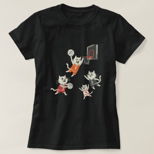 Funny doodle cats playing basketball T-Shirt (Design voorkant)