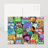Funny Doodle Crowded Street Cat Gang Briefkaart (Voorkant / Achterkant)