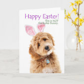 Funny Doodle Dog Easter Kaart (Gele Bloem)