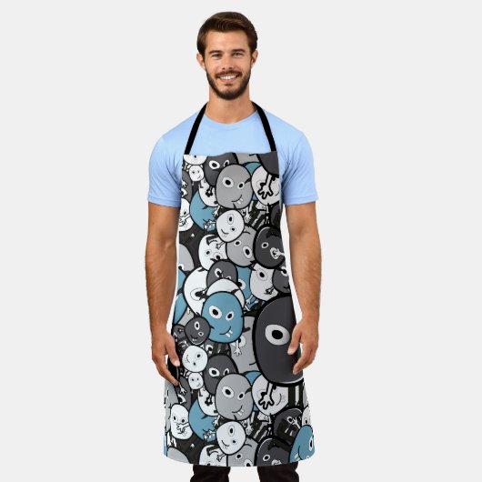 Funny Doodle Monsters Schort (Gedragen)